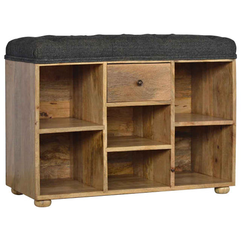Handmade Solid Hallways Bench with 1 Drawer and 6 Cubes Storages, with Seating