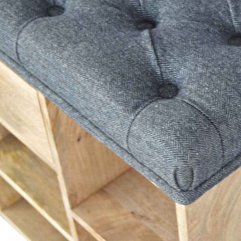 Handmade Solid Hallways Bench with 1 Drawer and 6 Cubes Storages, with Seating