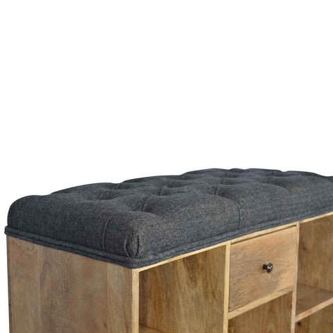 Handmade Solid Hallways Bench with 1 Drawer and 6 Cubes Storages, with Seating