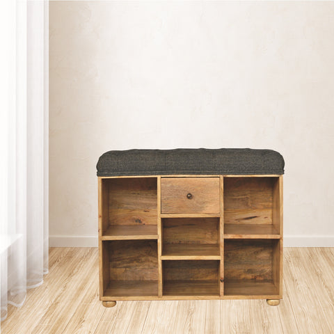 Handmade Solid Hallways Bench with 1 Drawer and 6 Cubes Storages, with Seating