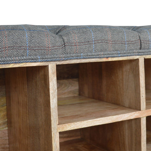Spacious Storage Bench with Nordic Style Legs and Multi Tweed Button Design