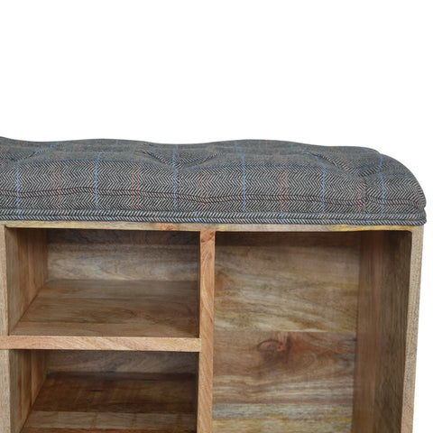 Spacious Storage Bench with Nordic Style Legs and Multi Tweed Button Design