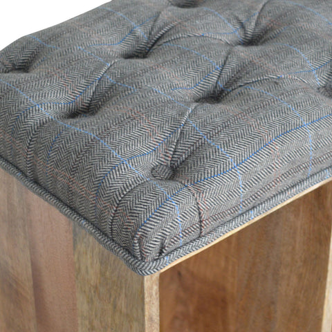 Spacious Storage Bench with Nordic Style Legs and Multi Tweed Button Design
