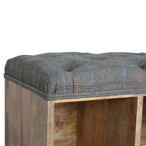 Spacious Storage Bench with Nordic Style Legs and Multi Tweed Button Design