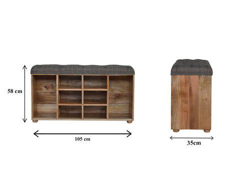 Spacious Storage Bench with Nordic Style Legs and Multi Tweed Button Design