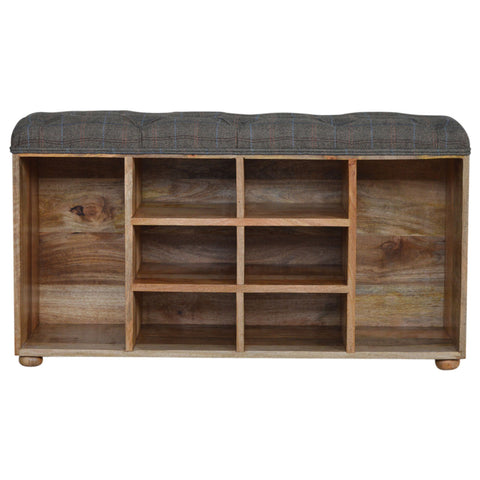Spacious Storage Bench with Nordic Style Legs and Multi Tweed Button Design