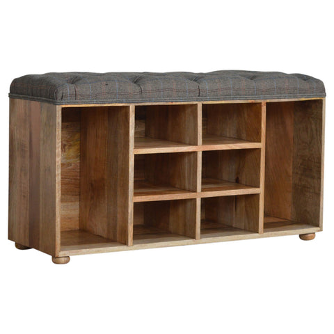 Spacious Storage Bench with Nordic Style Legs and Multi Tweed Button Design