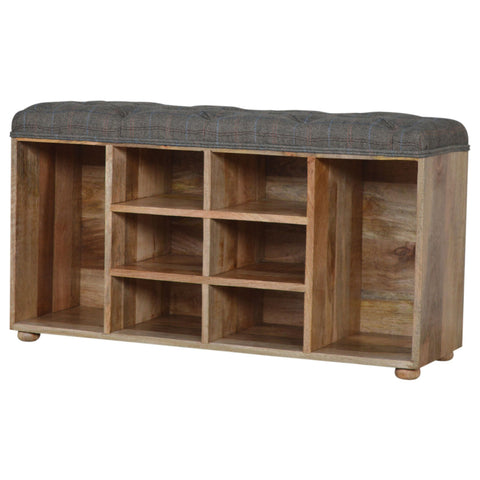 Spacious Storage Bench with Nordic Style Legs and Multi Tweed Button Design