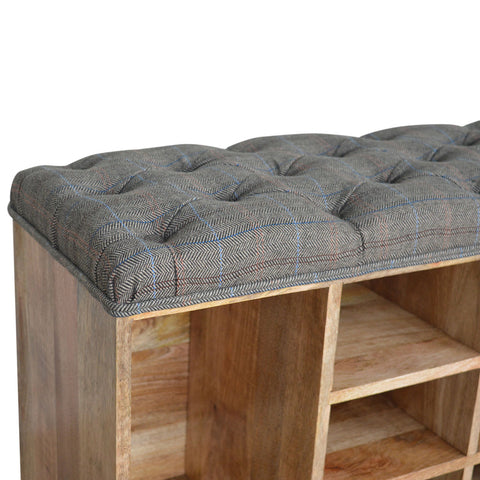Spacious Storage Bench with Nordic Style Legs and Multi Tweed Button Design