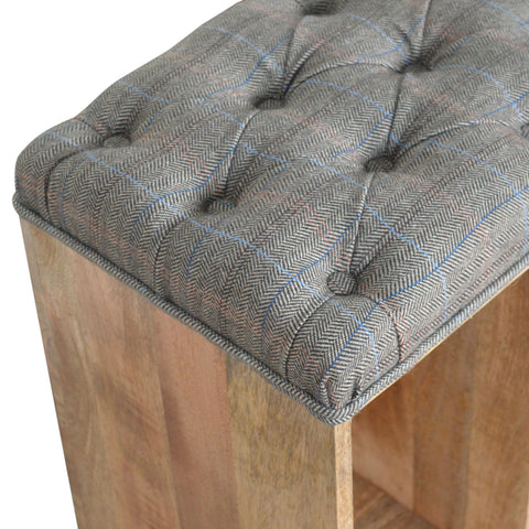 Spacious Storage Bench with Nordic Style Legs and Multi Tweed Button Design