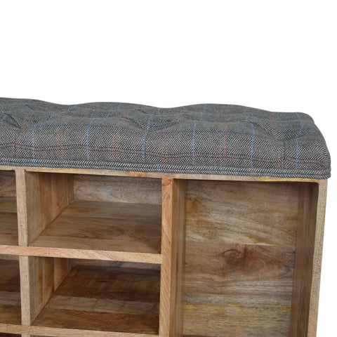 Spacious Storage Bench with Nordic Style Legs and Multi Tweed Button Design
