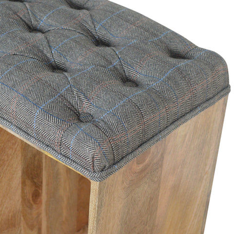 Spacious Storage Bench with Nordic Style Legs and Multi Tweed Button Design