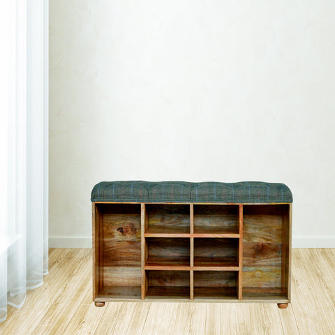 Spacious Storage Bench with Nordic Style Legs and Multi Tweed Button Design