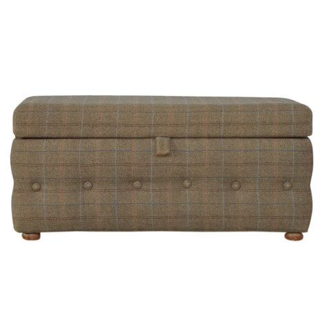 Handy Storage Footstool with Multi Tweed Button Design