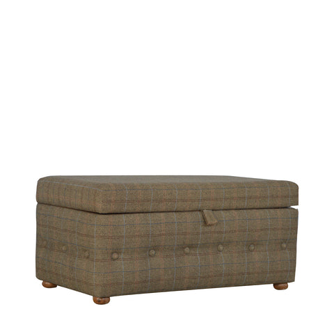 Handy Storage Footstool with Multi Tweed Button Design