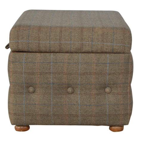 Handy Storage Footstool with Multi Tweed Button Design