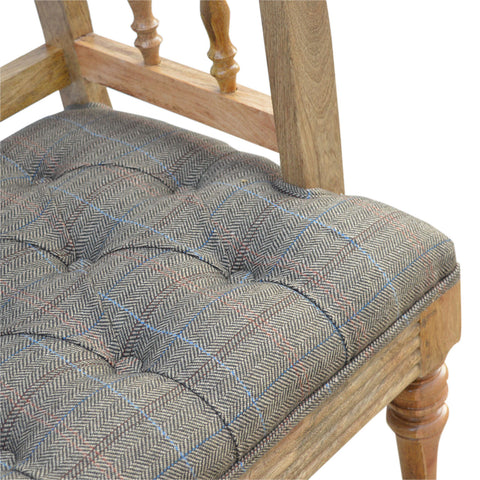 Luxury Hallway Bench with Multi Tweed Button Design and Oak-ish Finish