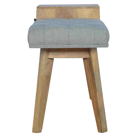 Stellar Hallway Bench with Oak-ish Finish and Tweed Fabric in Grey