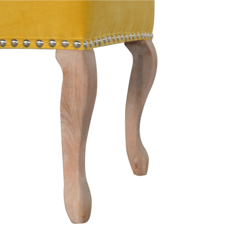 Elegant Velvet Hallway Bench with Cotton Velvet Fabric and French Legs in Mustard