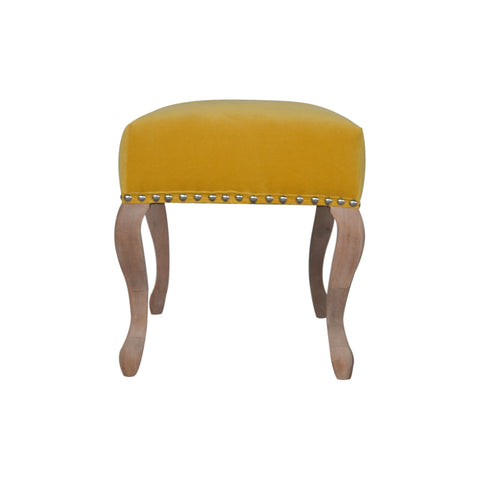 Elegant Velvet Hallway Bench with Cotton Velvet Fabric and French Legs in Mustard