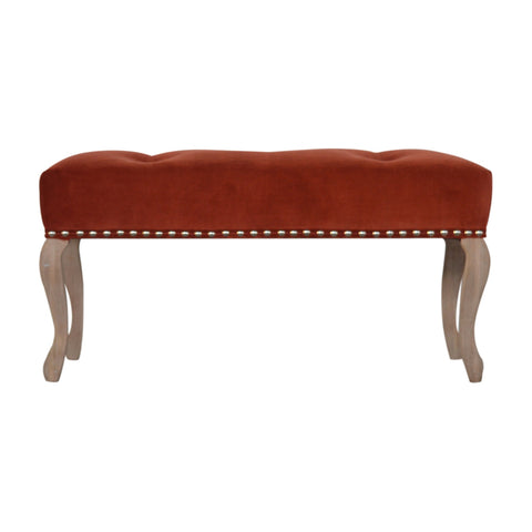 Elegant Velvet Hallway Bench with Cotton Velvet Fabric and French Legs