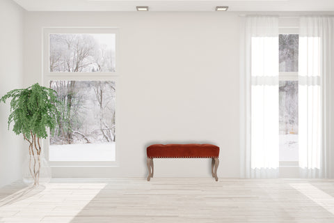 Elegant Velvet Hallway Bench with Cotton Velvet Fabric and French Legs