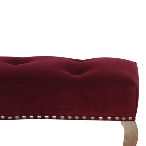 Elegant Velvet Hallway Bench with Cotton Velvet Fabric and French Legs in Wine Red