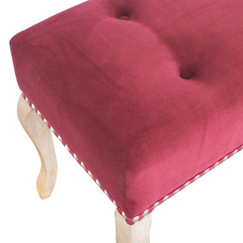 Elegant Velvet Hallway Bench with Cotton Velvet Fabric and French Legs in Wine Red