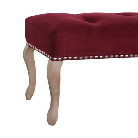 Elegant Velvet Hallway Bench with Cotton Velvet Fabric and French Legs in Wine Red