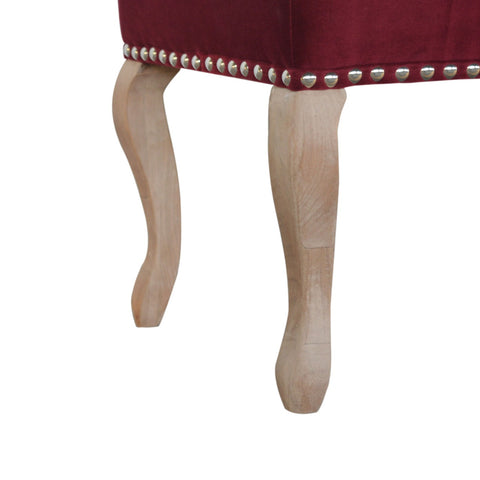 Elegant Velvet Hallway Bench with Cotton Velvet Fabric and French Legs in Wine Red