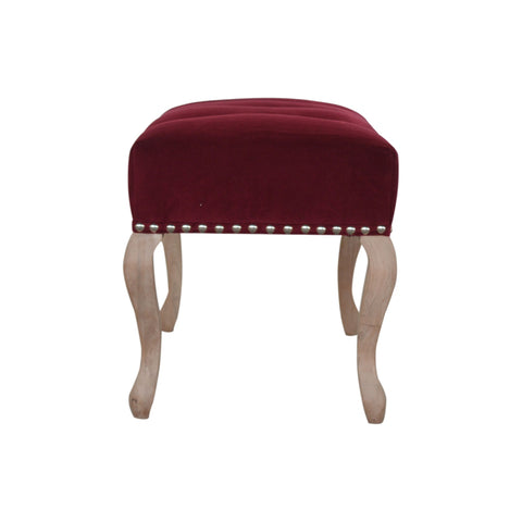 Elegant Velvet Hallway Bench with Cotton Velvet Fabric and French Legs in Wine Red