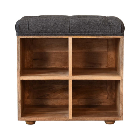 Handmade Solid Hallways Bench with 4 Cubes Storages and Seating