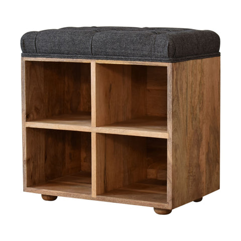 Handmade Solid Hallways Bench with 4 Cubes Storages and Seating