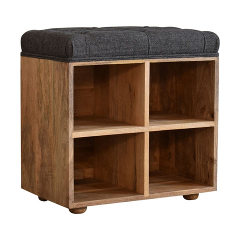 Handmade Solid Hallways Bench with 4 Cubes Storages and Seating
