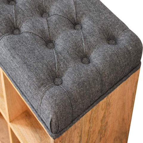 Handmade Solid Hallways Bench with 4 Cubes Storages and Seating