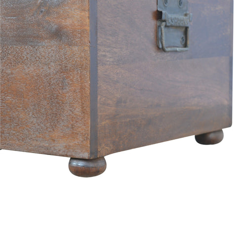 Spacious Storage Trunk with Chestnut Mango Wood and Linen Lid in White