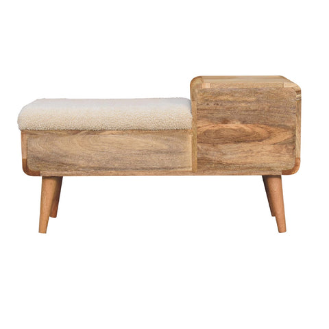 Stylish Telephone Table Bench with Bouclé Yarn Fabric and Nordic Style Legs