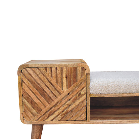 Stylish Telephone Table Bench with Bouclé Yarn Fabric and Nordic Style Legs