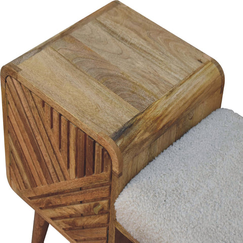 Stylish Telephone Table Bench with Bouclé Yarn Fabric and Nordic Style Legs