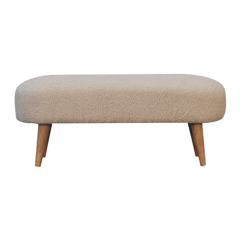 Soft Cushioned Bench with Nordic Style Legs and Bouclé Fabric