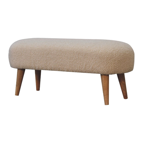 Soft Cushioned Bench with Nordic Style Legs and Bouclé Fabric