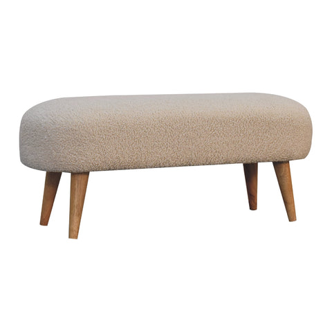 Soft Cushioned Bench with Nordic Style Legs and Bouclé Fabric