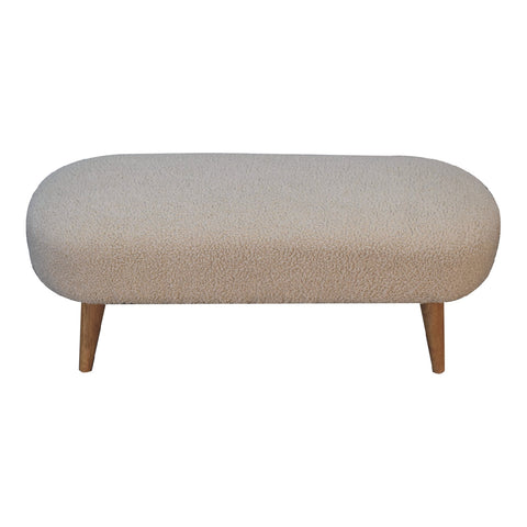 Soft Cushioned Bench with Nordic Style Legs and Bouclé Fabric