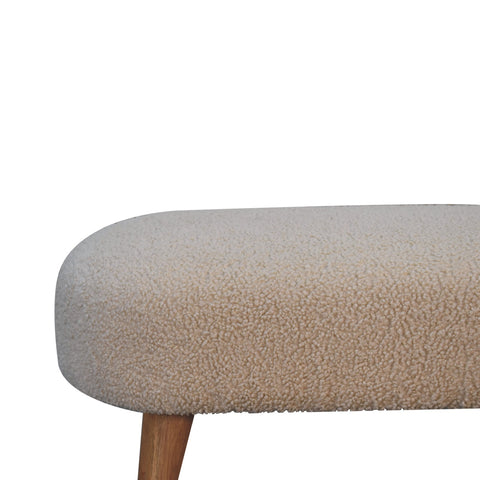 Soft Cushioned Bench with Nordic Style Legs and Bouclé Fabric