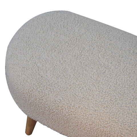 Soft Cushioned Bench with Nordic Style Legs and Bouclé Fabric