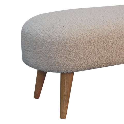 Soft Cushioned Bench with Nordic Style Legs and Bouclé Fabric