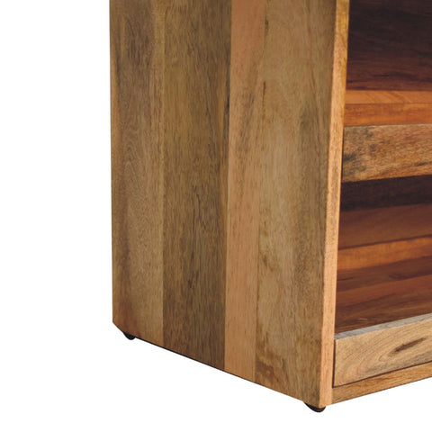 Solid Wood Storage Trunk with Oak-ish Finish and Buffalo Hide Leather in Brown