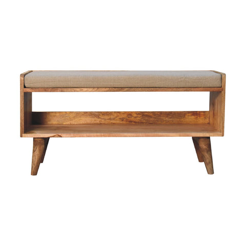 Nordic Style Shoe Storage Bench with Oak-ish Finish and Mud Linen