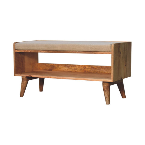 Nordic Style Shoe Storage Bench with Oak-ish Finish and Mud Linen