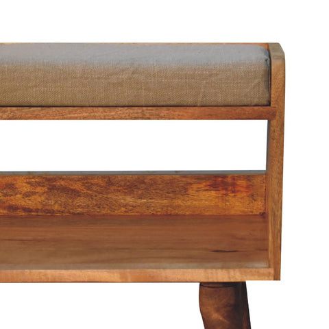 Nordic Style Shoe Storage Bench with Oak-ish Finish and Mud Linen